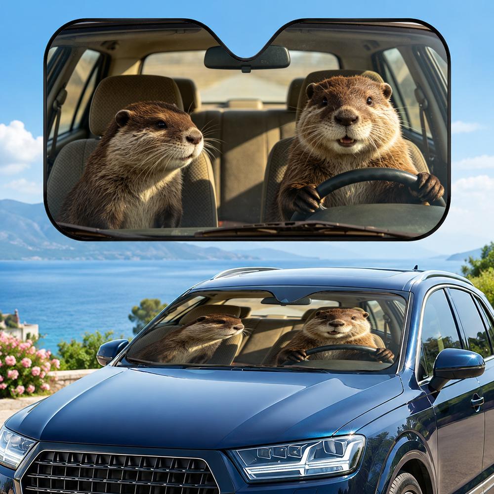 Cute beaver Sun Visor Sun Visor Car Windshield Sunshade UV Protection Reflective Foldable Heat Insulation Cover