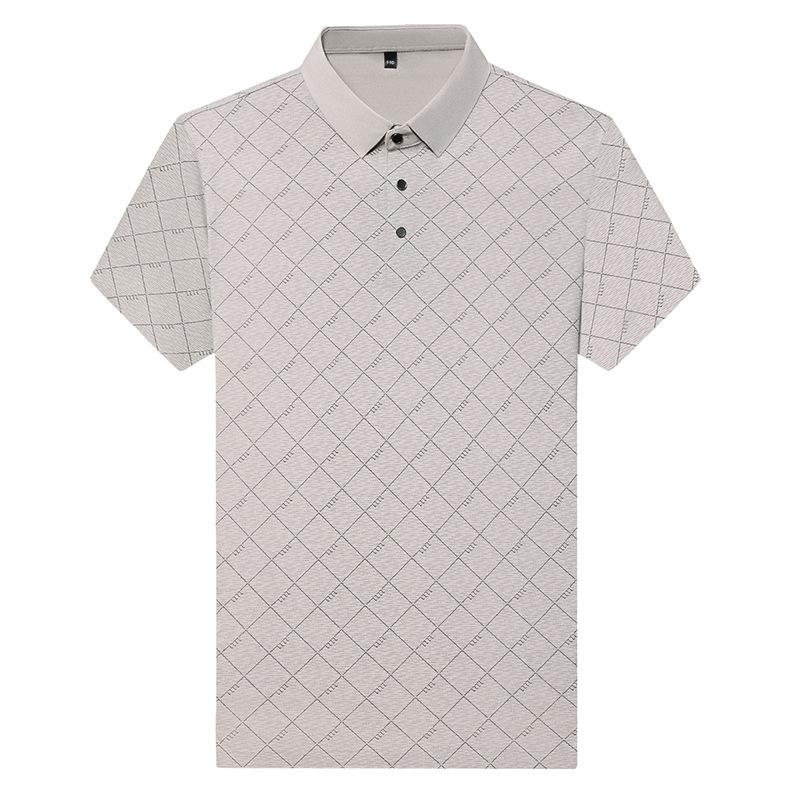 Рубашка поло с коротким рукавом, мужская футболка Ice Silk Business с лацканами, дышащая нижняя часть рубашки