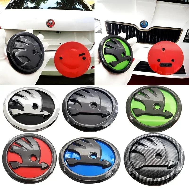 for Skoda 1PC 80mm/90mm Car Front Head Rear Tail Trunk Badge Sticker S Logo Octavia Rapid Fabia YETI A7 Superb KAMIQ Scala VRS xkbf53