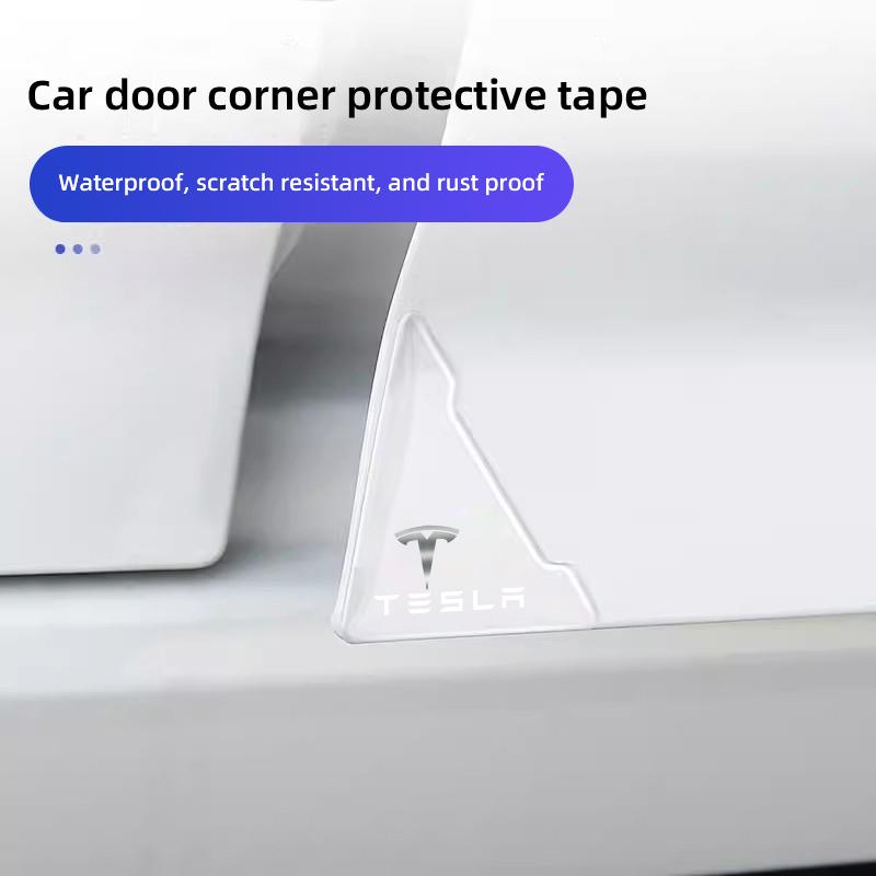 TKVLN1 4Pcs Car Door Silicone Buffer Sticker Anti Collision Scratch For Tesla Model-3 Model-S Model-X Model-Y Cybertruck Roadster