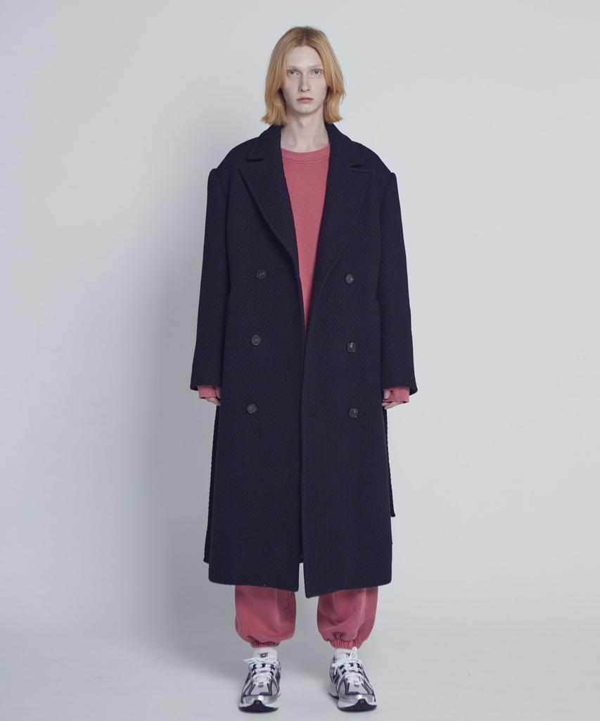 Moth Oversized Belted Double Coat_Black