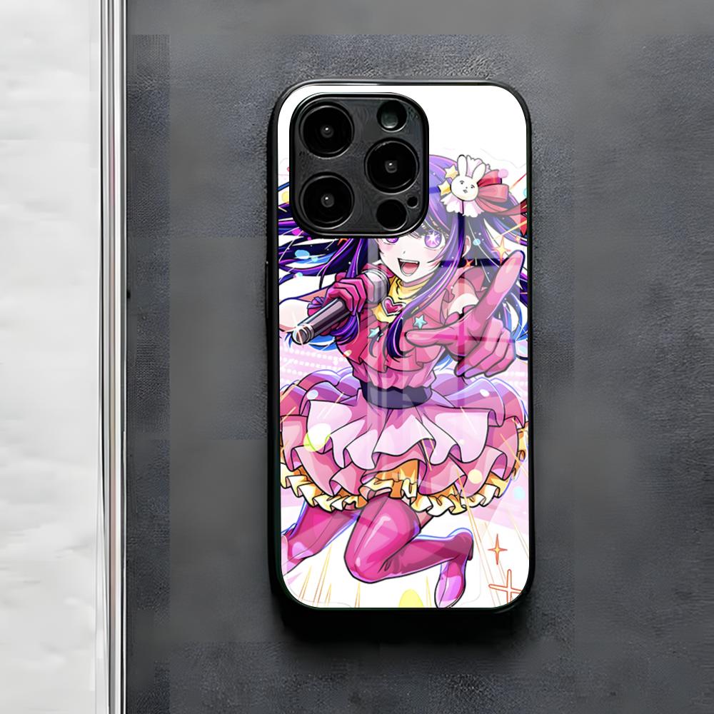 Чехол для телефона Oshi No Ko Аниме Ай Хосино Для iPhone 17 Air 16 E Pro Max 15 14 13 Mini 12 Pro 11 Max Plus Черная Стеклянная Крышка