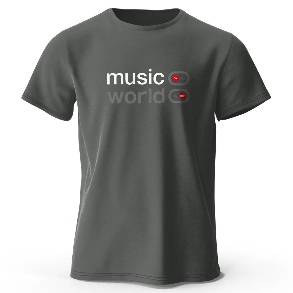 Men's Music World Printed T-Shirt 100% Cotton Oversized Classic Funny Graphic Tees for Men Women Summer Tops