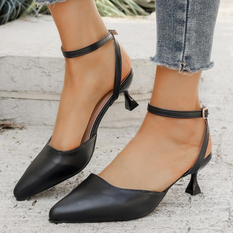 Женские сандалии Летняя обувь Элегантные Средние каблуки Закрытый носок Ремешок на щиколотке Элегантные Зеленые Черные Белые Вечеринка Свадьба Танцевальная обувь Дама