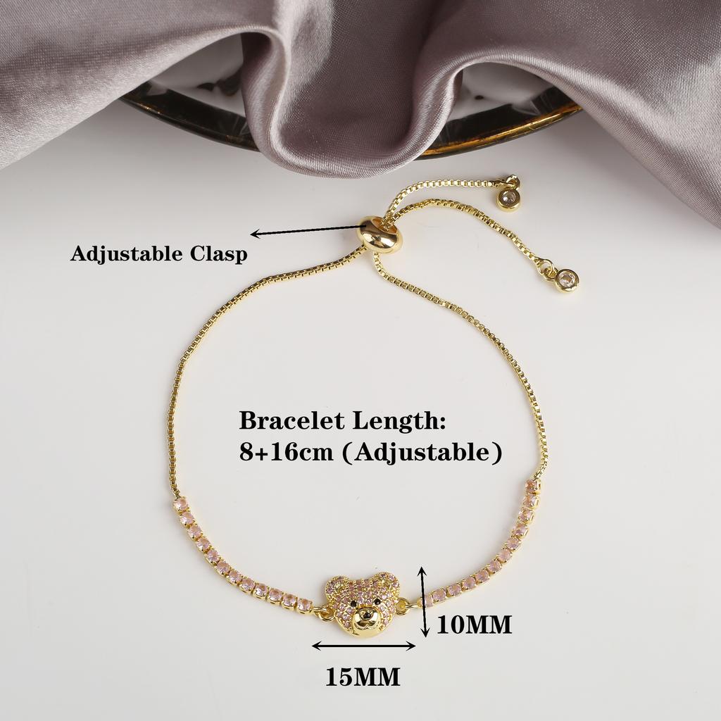 6 Цветов Милый Циркониевый Животный Медведь Кожаный Плетеный Браслет Классический для Мужчины Женщины Вечеринки Повседневная Носка Ювелирные Изделия из Нержавеющей Стали Подарок