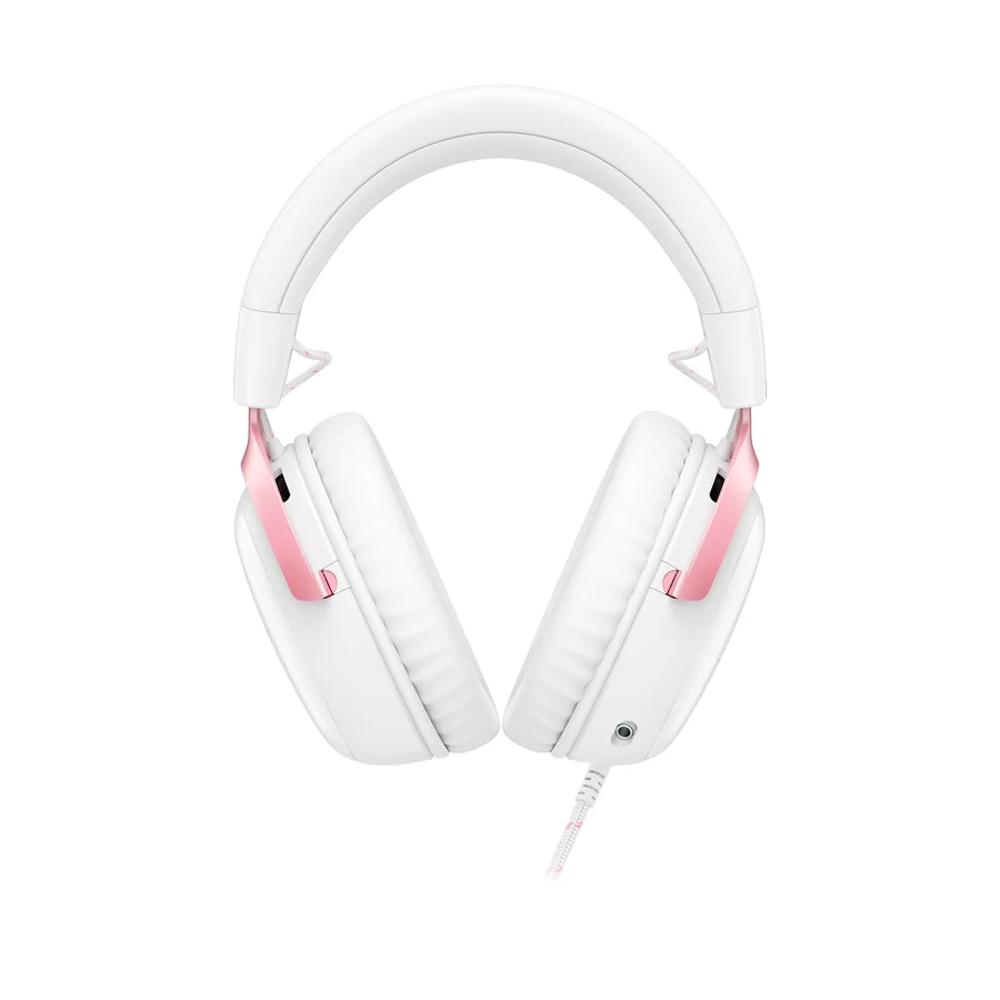 Проводная игровая гарнитура HyperX Cloud III розового цвета, CS2, FPS, CSGO, ПК, PS5, Xbox Series X|S, динамики 53 мм, DTS Spatial Audio, микрофон Ultra-Clear 10 мм, USB-C, USB-A, 3,5 мм
