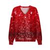 Women's Cute Sweatshirt Knitted Fashion Casual V-neck Long-sleeved Cozy Print Top