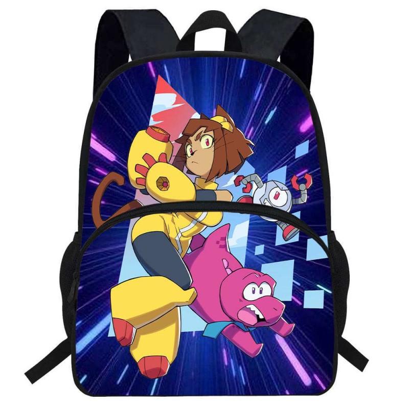 Kids Cartoon Backpack School Lightweight Ergonomic Dual Strap Bag With Printed Design Oxford Fabric Grade 1-2 Students