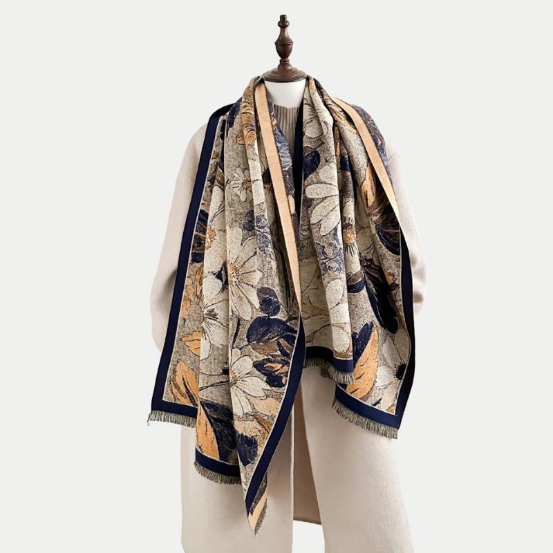 Autumn New Imitation Cashmere Scarf Fresh and Sweet Little Daisy Print Scarf Dual-purpose Multi-function Warm Scarf Shawl
