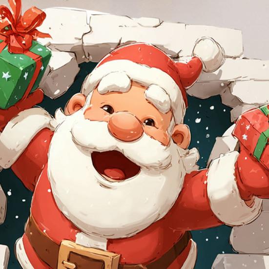 Christmas Party Supplies 3D Santa Claus Wall Decals, Break Through Reindeer Seasonal Art Window Stickers, Removable Winter Holiday Decorations