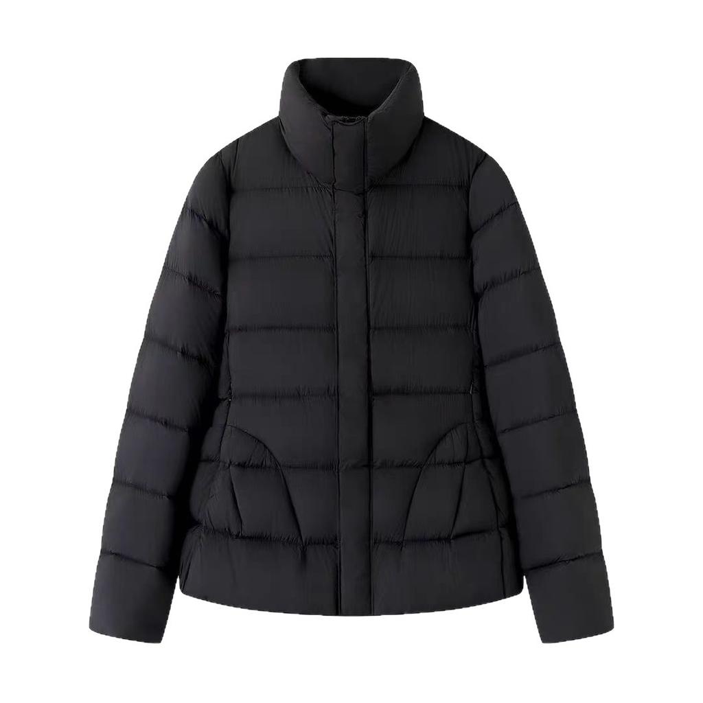 Autumn and winter Jiangnan waist wide stand-neck down jacket women's short white duck down slim and thin cold-proof