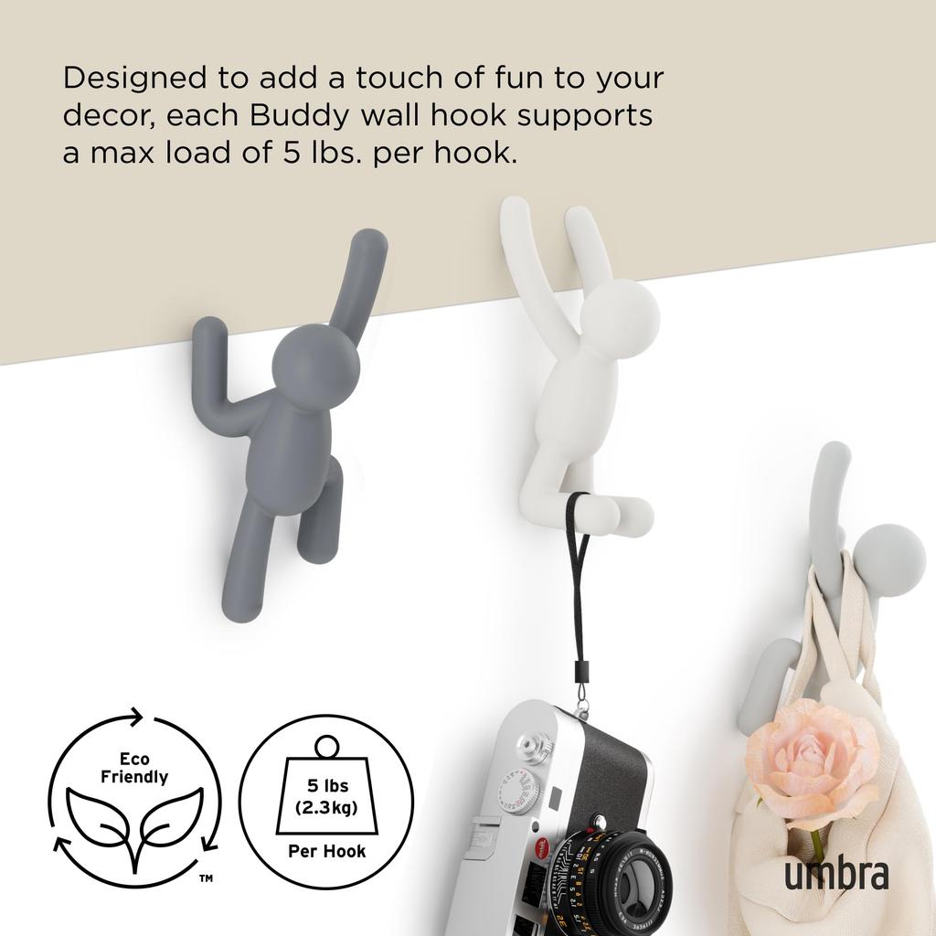 Настенные крючки Umbra BUDDY Серо-пастельные 3 шт. АБС-пластик Грузоподъемность 2 кг