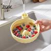 Wash And Drain Gadget Self-Spinning Berry Swirl Bowl, Food-Grade Silicone Vortex Fruit Colander with Built-in Portable Rinse Basin for Cleaning Grapes