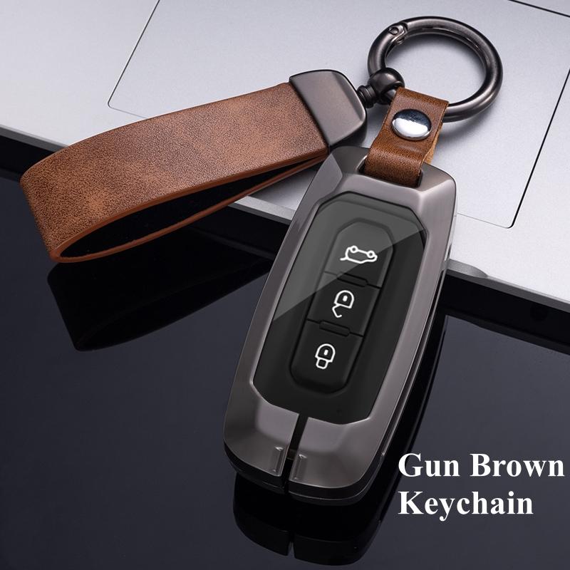 3 Buttons Metal Car Smart Key Cover Case Bag Fob Shell Holder for Ford Territory EV Key Protector Keychain Accessories