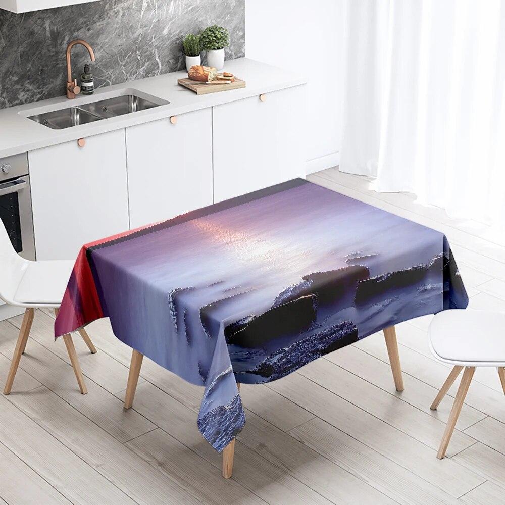 Natural Scenery Tablecloth Sunset  Anti-fouling Waterproof Rectangular Kitchen Dining Table Home Decoration