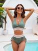 High Waist Split Bikini Women's Deep V Triangle Cup Webbing Side Drawstring Vacation Swimsuit Women's Tight Body