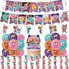 Super Cat Squad-Themed Birthday Decoration Set: Children's Banner, Balloons, Cake Topper, and Twister for Birthday Party Decorations