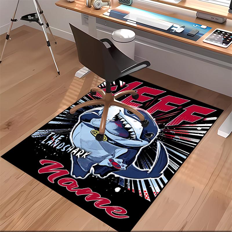 Custom personalization Jeff the Land Shark Print Area Rug - Soft, Washable Non-Slip Indoor Mat,Living Room,Home&Office Decorative Rug