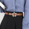 Imitation Leather Women Belt Metal Flower Pin Buckle Adjustable Design Waist Belt