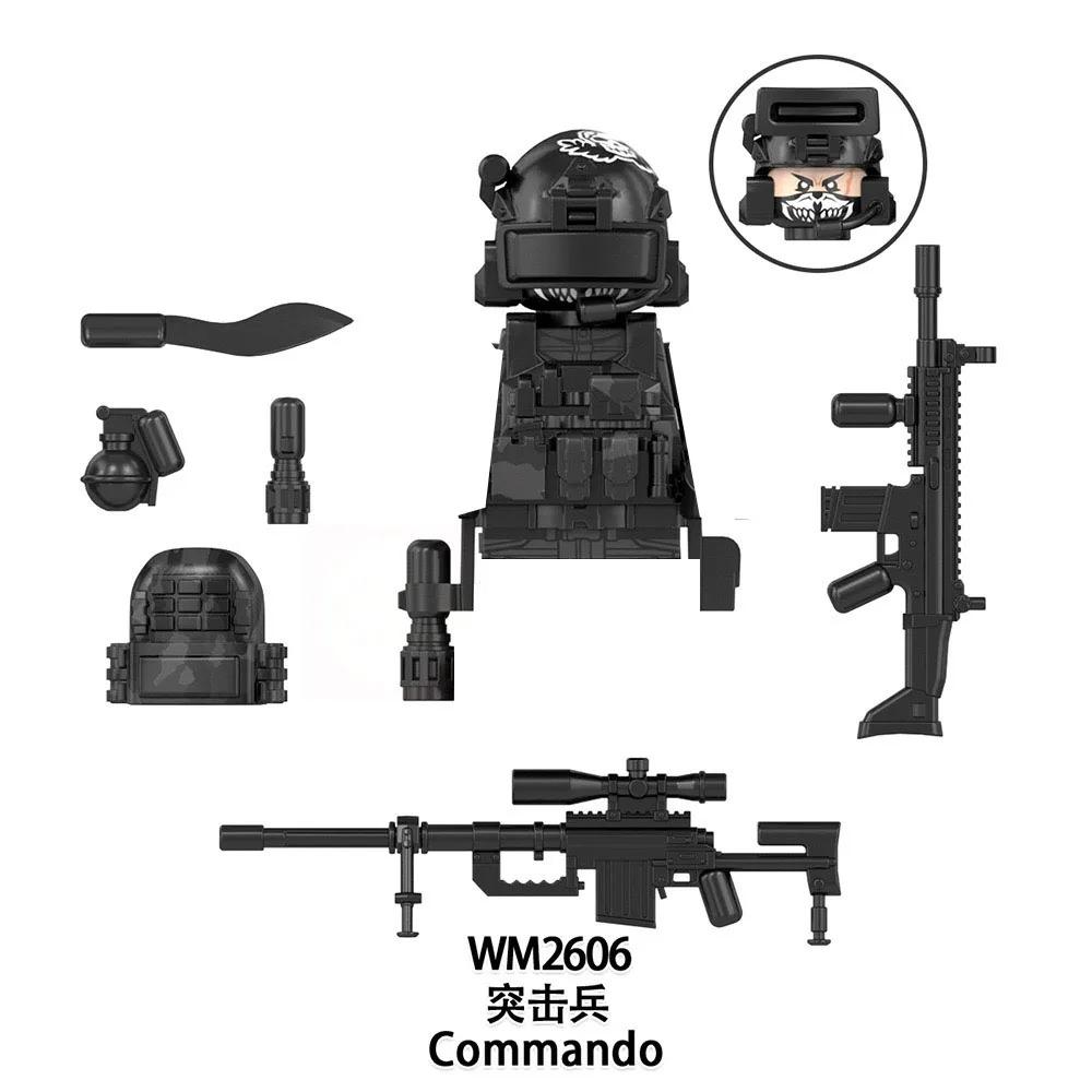 WM6168 MOC Игровые Военные Солдаты Тяжеловооруженные Оружие Аксессуары Строительные Блоки Конструктор Фигурки Действия Креативные Декоративные Игрушки