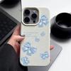 Синий мягкий матовый чехол с принтом банта для iPhone 16 Pro Max 15 Pro 14 13 12 11 ударопрочный чехол из кожи TPU с текстурой тонкий чехол для телефона