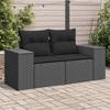 VidaXL Garden Sofa with Cushions 2 Seater, Seat with Backrest and Armrest, Outdoor Patio Terrace Furniture, Black 365974