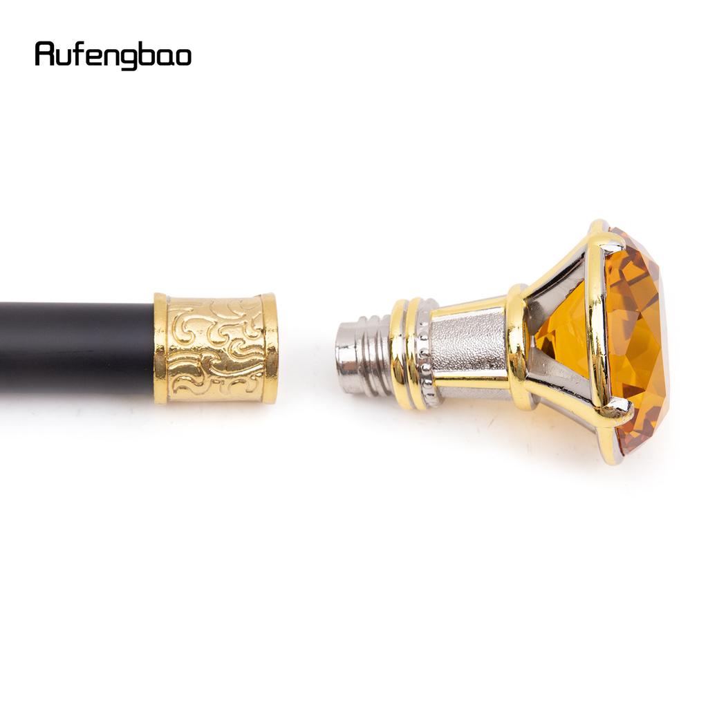 Трость для ходьбы с оранжевым бриллиантом золотисто-белого цвета, модная декоративная трость для джентльмена, элегантная трость для косплея, набалдашник, посох 90 см