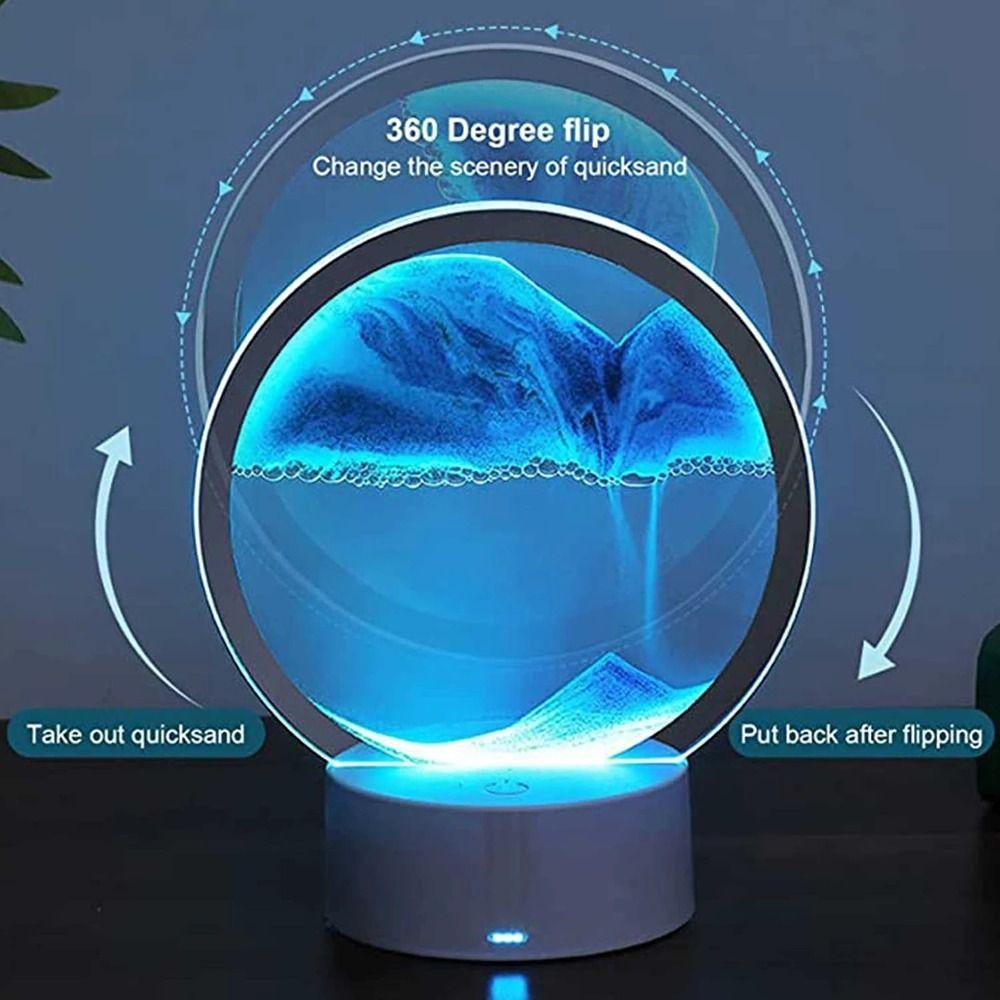 Colors 3D Sea Display Decoration Quicksand Painting Hourglass Light Desktop Ornament Sandscape Lamp