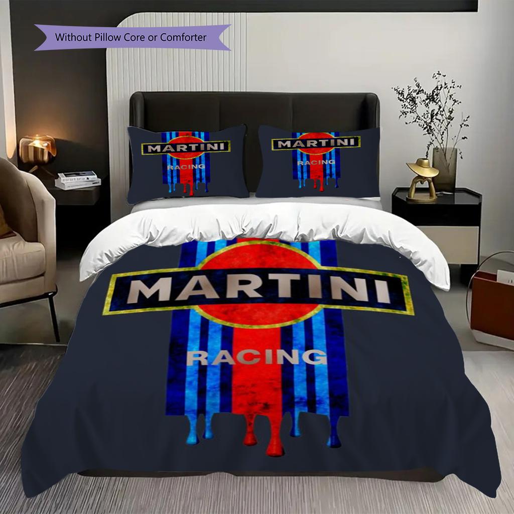 Martini Heritage Theme Bedding (1 * duvet cover + 2 * pillowcase, without core) 2D Flat Christmas birthday gift Bedding set Duvet cover and pillowcase