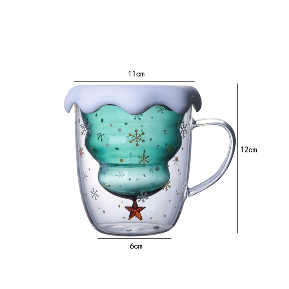 Tree Christmas Ornaments Starry Sky Double Layered Milk Cup Glass Mug Glass Cup Christmas Gifts