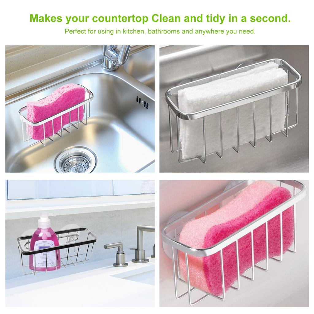 Kitchen Sponge Holder Stainless Steel Sink Basket Sorage Braket Rustproof Waterproof Liquid Drainer