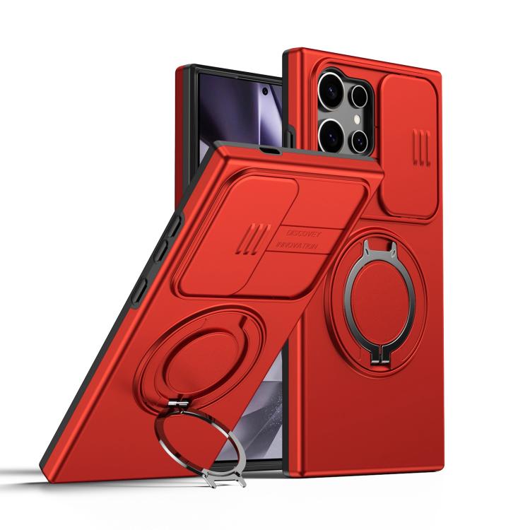 Camera Sliding Shield Magnetic Rotation Holder Phone Case