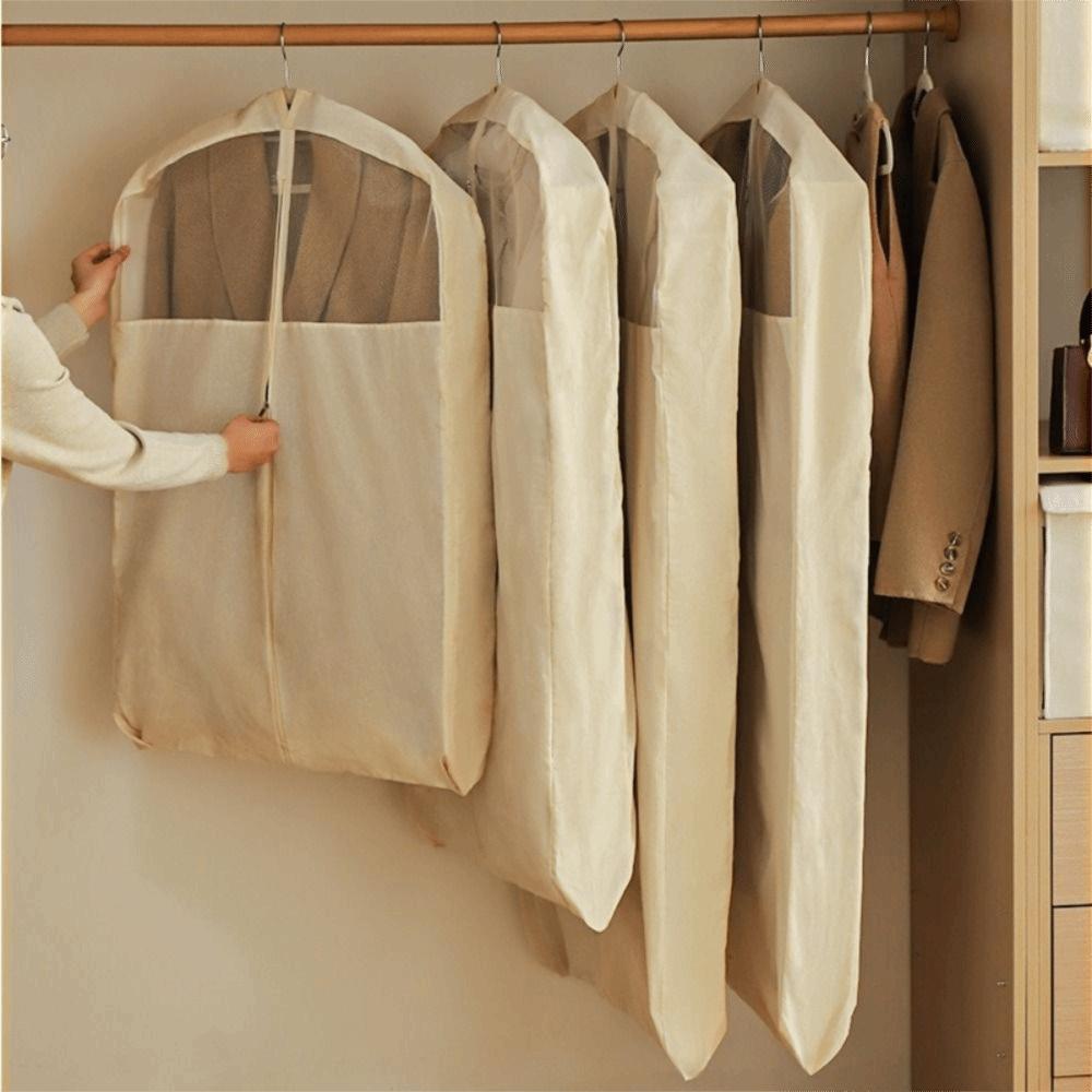 Cotton Linen Clothes Dust Cover Visible Suit Coat Dress Cover Suit Cover Storage Bag Women
