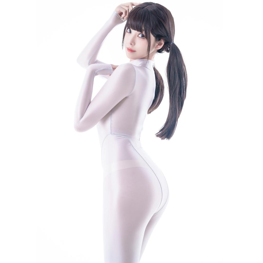 Full Body Cosplay Smooth Shiny Dance Tights [LOST-G] Tights, See-Through, Sexy, Costume, Pantyhose, (LIGHT GRAY, L)