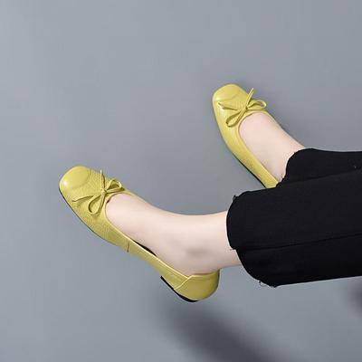 Мелкие женские весенне-летние туфли-балетки с бантом на одном ремешке, плоская подошва, нежный ветер