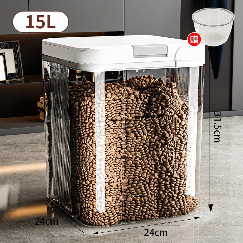 Cat food storage bucket Dog food sealed moisture-proof tank Pet snack supplies storage box Large capacity feed bucket Grain storage bucket