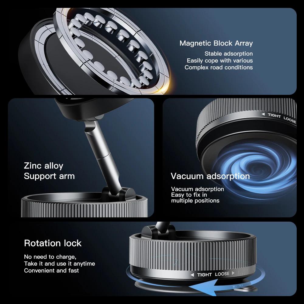 Магнитный держатель для телефона с вакуумной присоской и вращением на 360 градусов, магнитное складное крепление для телефона с функцией громкой связи для автомобиля/гладкой поверхности
