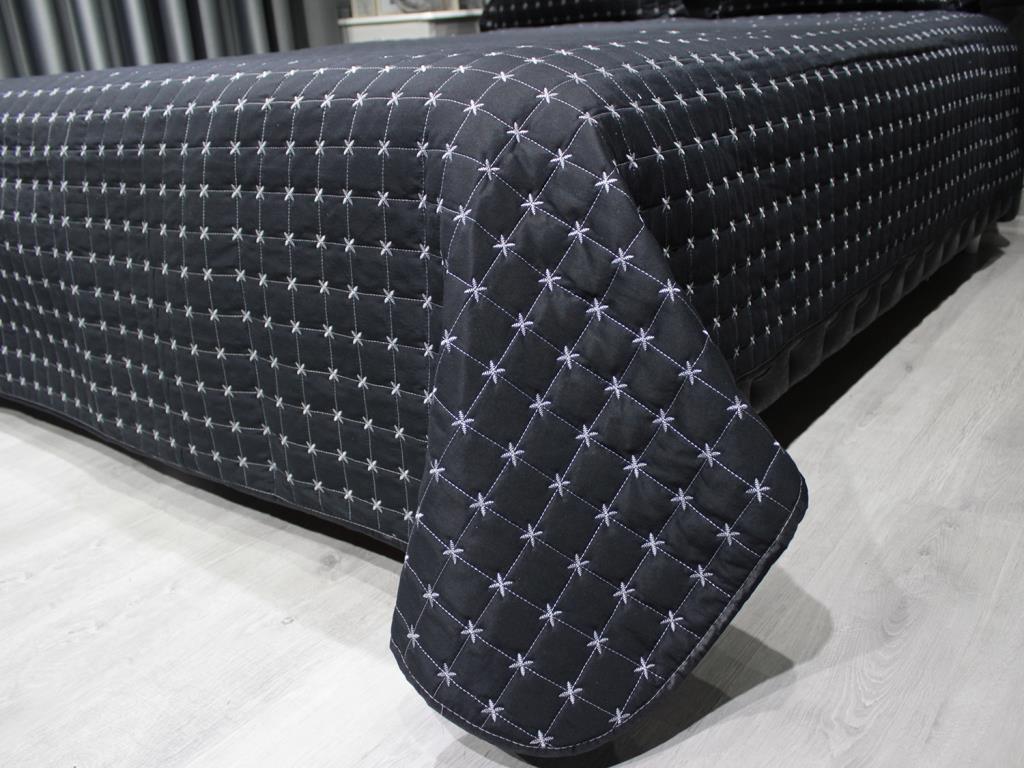 Двуспальное Стеганое Покрывало Star Черное