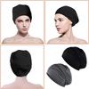 2 Pack Satin Sleep Cap, Silk-Lined Bonnet for Curly Hair, Chemo Cap, Breathable Night Cap for Men/Women (Black/Grey)