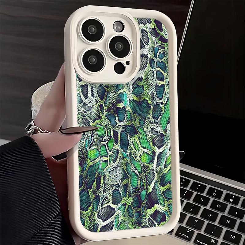 Чехол для телефона iPhone 17 Air 16E 15 16 Pro Max Модный чехол с узором под змеиную кожу 14 Plus 13 12 Mini Мягкий силиконовый чехол Fundas