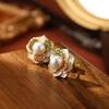 SUYU Vintage Earrings Entry-level Women's Fashionable Drop Glaze Three-dimensional Tea Flower Earrings Party Holiday Gifts