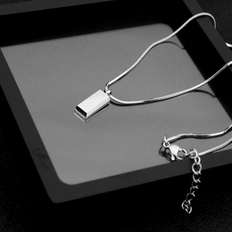 Унисекс Изысканный Титановая Сталь Маленький Серебряный Кирпич Кулон Ключица Цепочка Ожерелье
