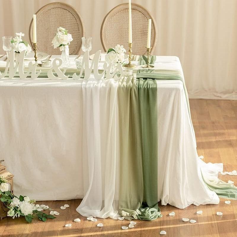 Nordic Wedding Voile Table Runner: Solid Chiffon Crepe Decoration for Dining and Parties