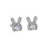 New Diamond-inlaid Earrings Sweet Girl Style Hollow Rabbit Earrings Female Elegant Cartoon Rabbit Jewelry