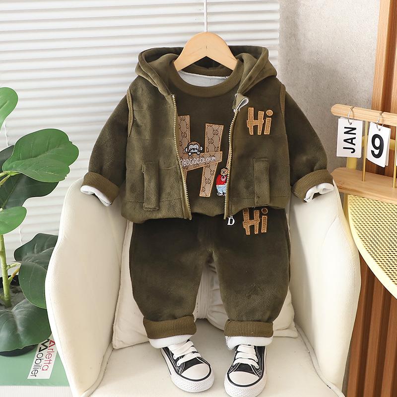 1-4 года Winner Baby Boys Clothes Cute Lion Autumn Boys Clothing Sets Coat + Vest + Bruins Boys Suits Children's Clothing