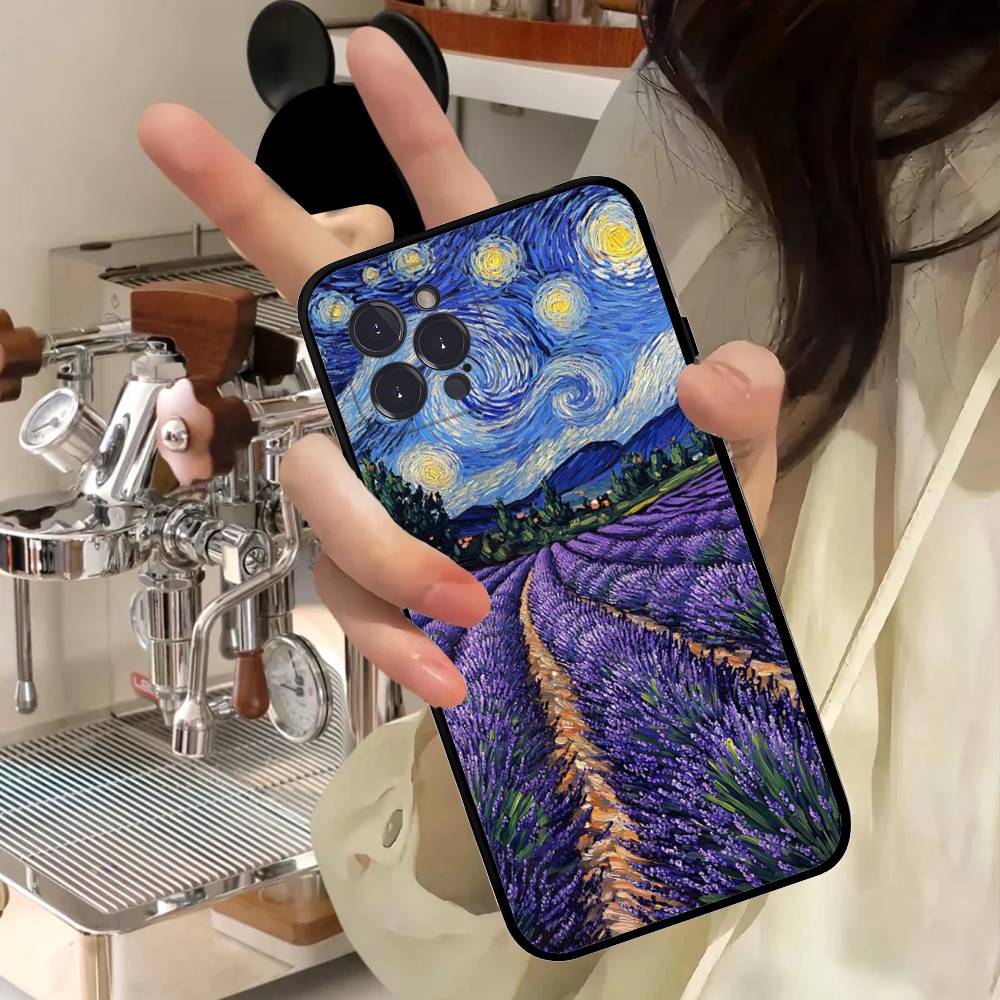 Мультяшный чехол для телефона в стиле Ван Гога для IPhone 17 16 15 14 11 12 13 Mini Pro XS Max Plus Funda Shell