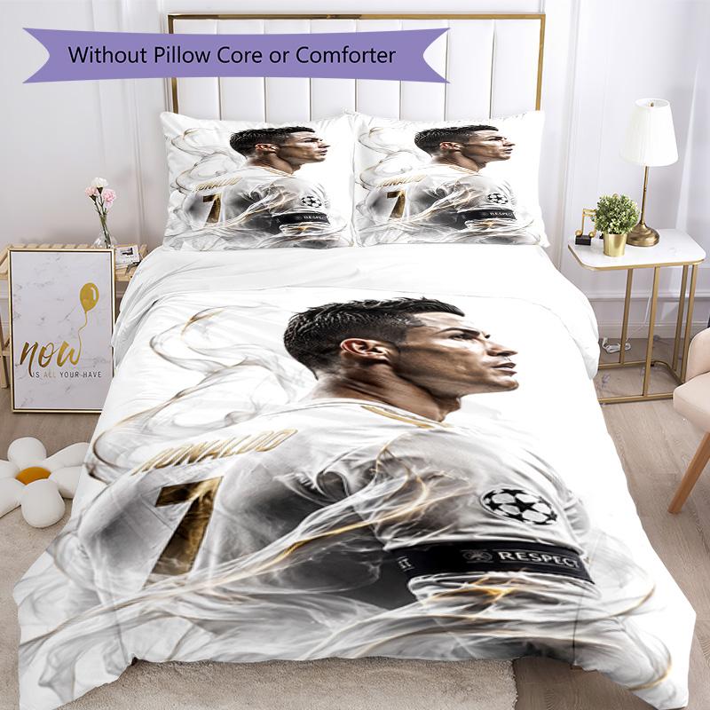 Ronaldo's Champions League Glory Bedding Set, Breathable Duvet Cover with Pillowcases, Soft Bed Linen for Bedroom Home Decoration, Perfect Festival Bi