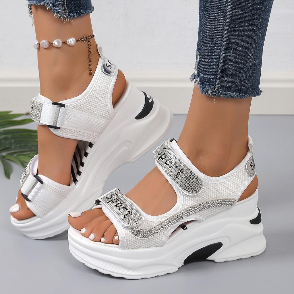 Women Platform Sandals New Summer Versatile Slope Heel Elevated Women Shoes Luxury Outdoor Casual Beach Sandals Zapatos De Mujer