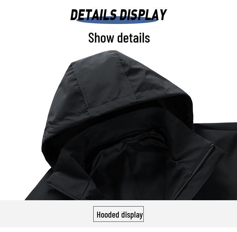 Мужская повседневная ветрозащитная куртка с капюшоном - свободный крой, эластичный шнурок, однотонный цвет, большой размер, модный верх