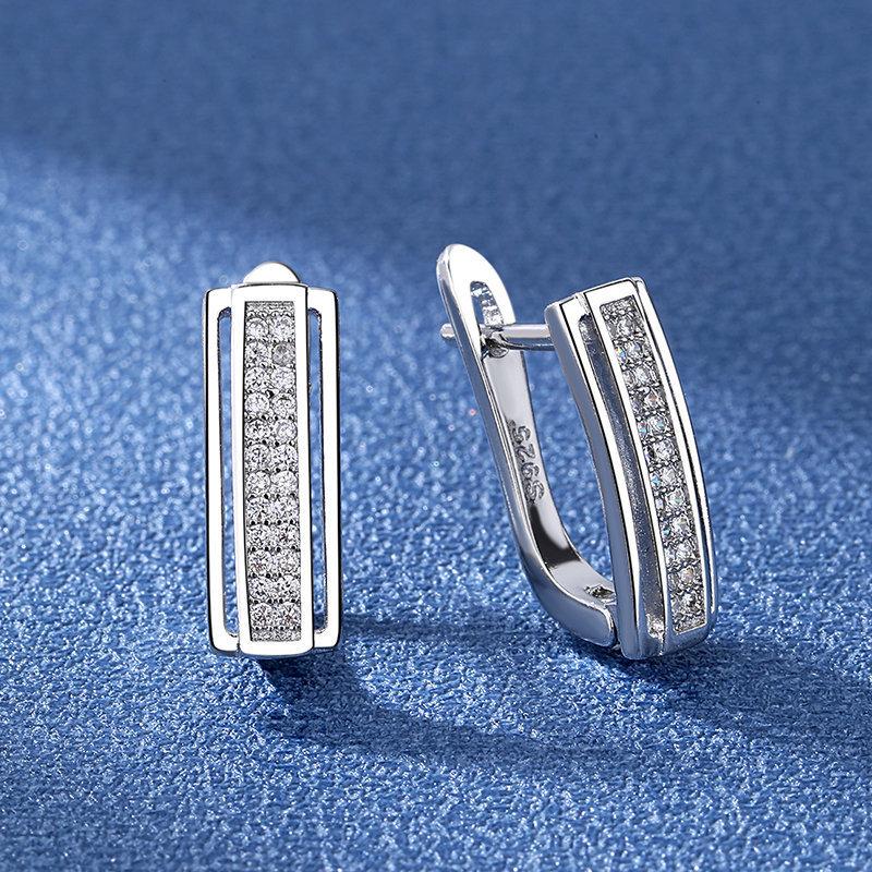925 Sterling Silver Earrings For Women Round Zircon Earrings Sparkling Party Wedding Jewelry Gift Accessories